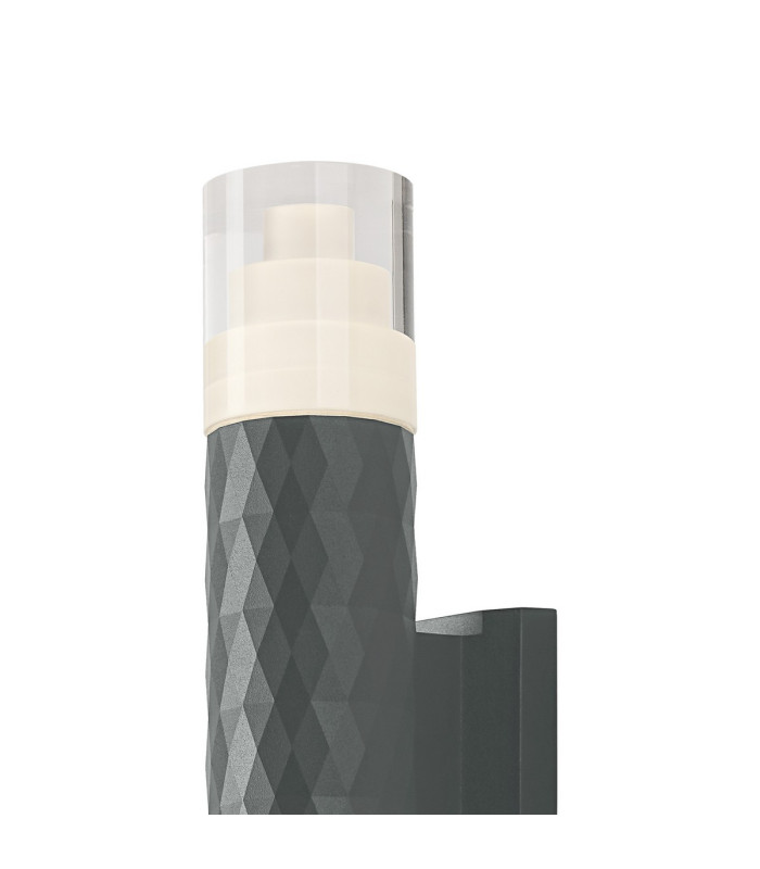 Springwater Diamond Pattern Wall Lamp Tier Pattern Acrylic Shade 2 x GU10 IP54 Grey/Clear -6