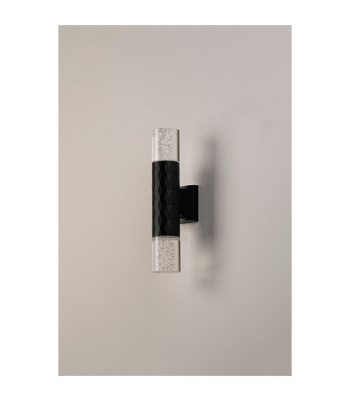 Springwater Diamond Pattern Wall Lamp Bubble Acrylic Shade 2 x GU10 IP54 Black/Clear -7