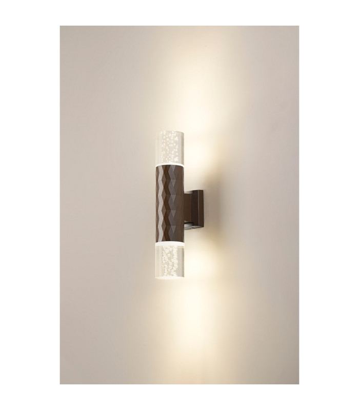 Springwater Diamond Pattern Wall Lamp Bubble Acrylic Shade 2 x GU10 IP54 Dark Brown/Clear -3
