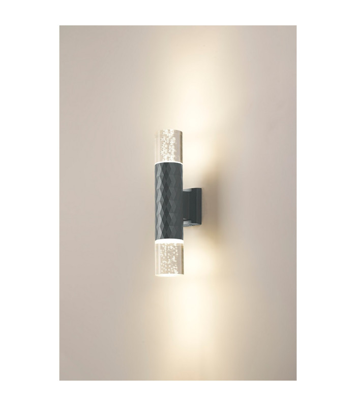 Springwater Diamond Pattern Wall Lamp Bubble Acrylic Shade 2 x GU10 IP54 Grey/Clear -3