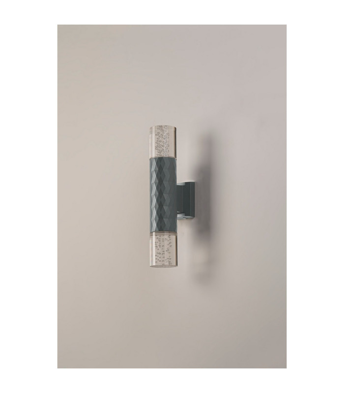 Springwater Diamond Pattern Wall Lamp Bubble Acrylic Shade 2 x GU10 IP54 Grey/Clear -8