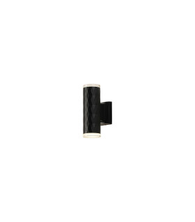 Springwater Diamond Pattern Wall Lamp Shallow Acrylic Shade 2 x GU10 IP54 Black/Clear/Frosted -1