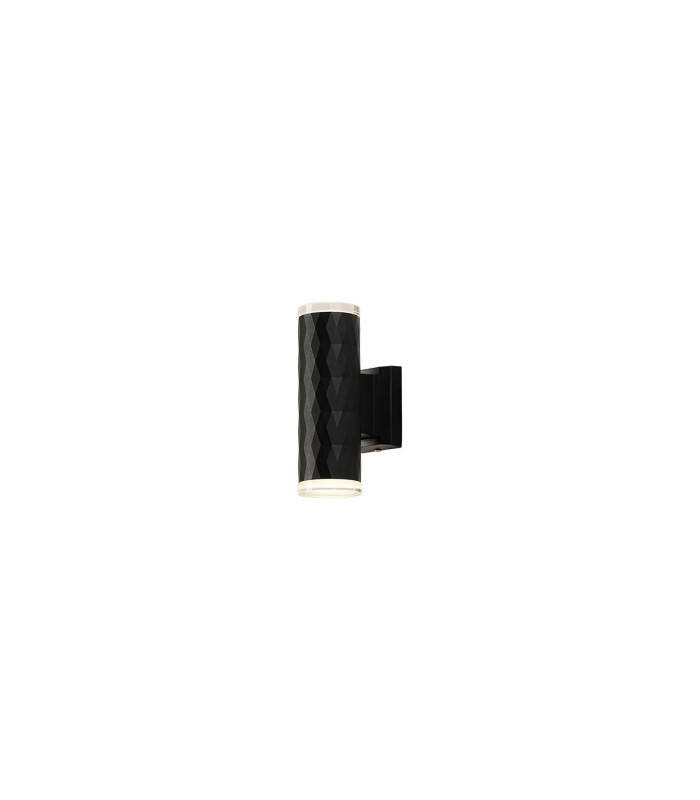 Springwater Diamond Pattern Wall Lamp Shallow Acrylic Shade 2 x GU10 IP54 Black/Clear/Frosted -1