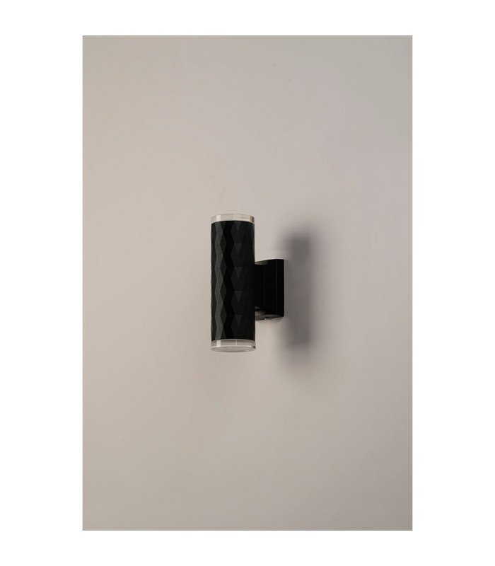Springwater Diamond Pattern Wall Lamp Shallow Acrylic Shade 2 x GU10 IP54 Black/Clear/Frosted -7