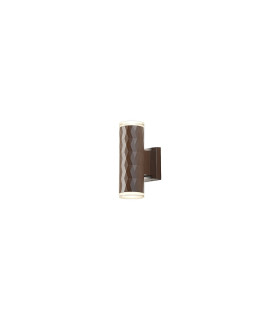 Springwater Diamond Pattern Wall Lamp Shallow Acrylic Shade 2 x GU10 IP54 Dark Brown/Clear/Frosted -1