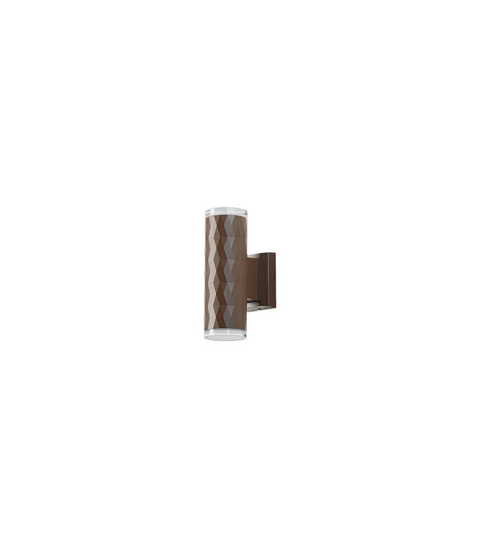Springwater Diamond Pattern Wall Lamp Shallow Acrylic Shade 2 x GU10 IP54 Dark Brown/Clear/Frosted -4