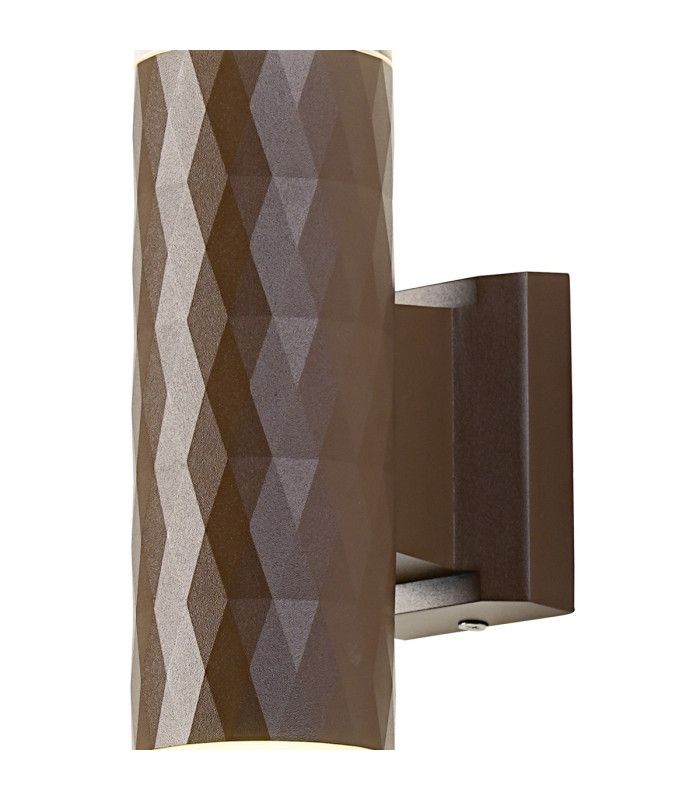 Springwater Diamond Pattern Wall Lamp Shallow Acrylic Shade 2 x GU10 IP54 Dark Brown/Clear/Frosted -5