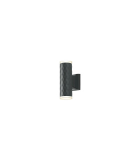 Springwater Diamond Pattern Wall Lamp Shallow Acrylic Shade 2 x GU10 IP54 Grey/Clear/Frosted -1