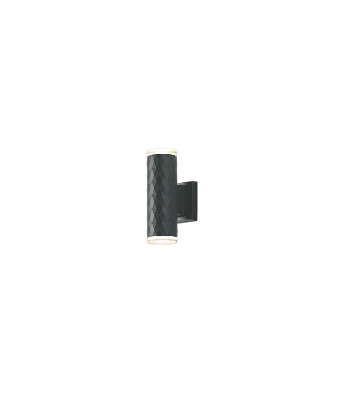 Springwater Diamond Pattern Wall Lamp Shallow Acrylic Shade 2 x GU10 IP54 Grey/Clear/Frosted -1