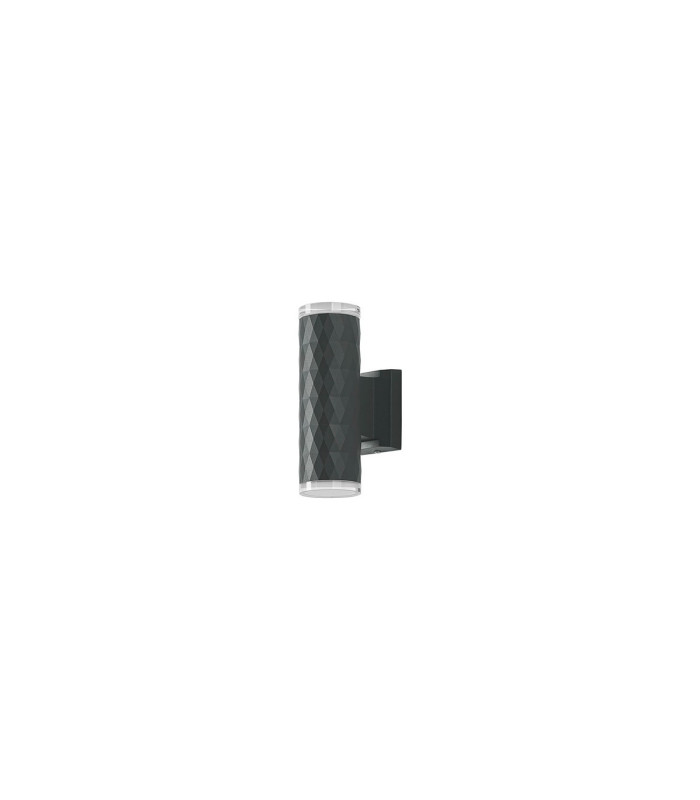 Springwater Diamond Pattern Wall Lamp Shallow Acrylic Shade 2 x GU10 IP54 Grey/Clear/Frosted -4