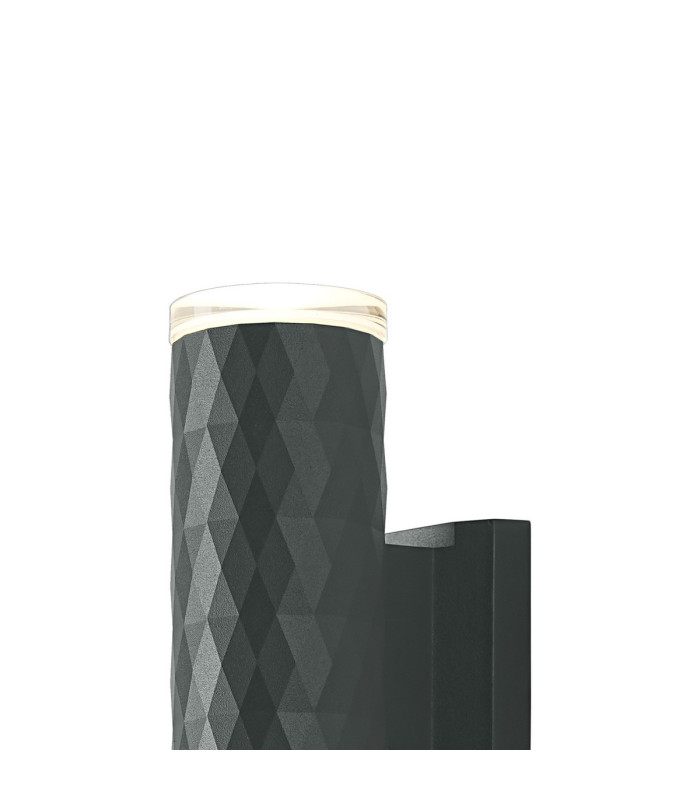 Springwater Diamond Pattern Wall Lamp Shallow Acrylic Shade 2 x GU10 IP54 Grey/Clear/Frosted -6