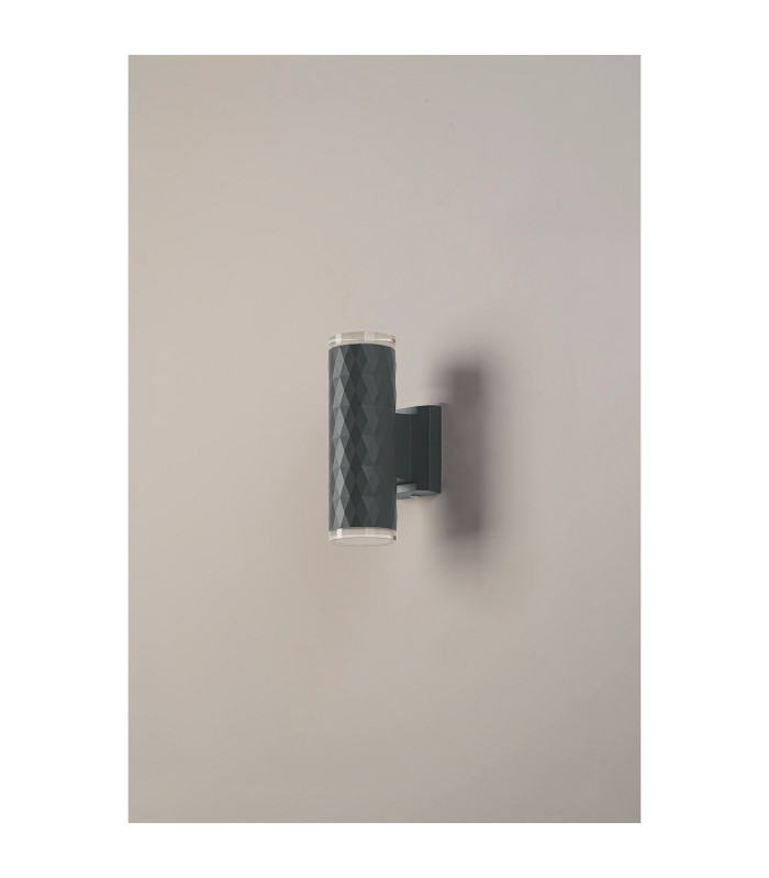 Springwater Diamond Pattern Wall Lamp Shallow Acrylic Shade 2 x GU10 IP54 Grey/Clear/Frosted -8