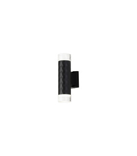 Springwater Diamond Pattern Wall Lamp Short Diagonal Pattern Acrylic Shade 2 x GU10 IP54 Black/Clear/Frosted -1