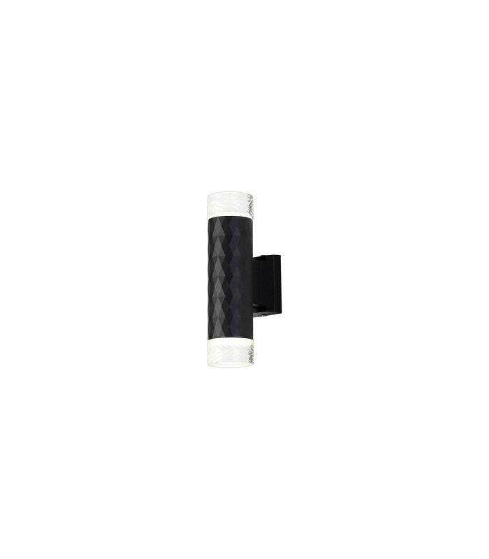 Springwater Diamond Pattern Wall Lamp Short Diagonal Pattern Acrylic Shade 2 x GU10 IP54 Black/Clear/Frosted -1