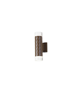 Springwater Diamond Pattern Wall Lamp Short Diagonal Pattern Acrylic Shade 2 x GU10 IP54 Dark Brown/Clear/Frosted -1