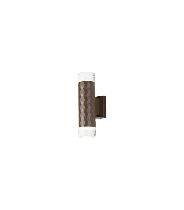 Springwater Diamond Pattern Wall Lamp Short Diagonal Pattern Acrylic Shade 2 x GU10 IP54 Dark Brown/Clear/Frosted -1