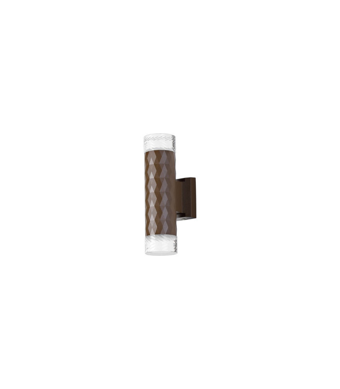 Springwater Diamond Pattern Wall Lamp Short Diagonal Pattern Acrylic Shade 2 x GU10 IP54 Dark Brown/Clear/Frosted -4