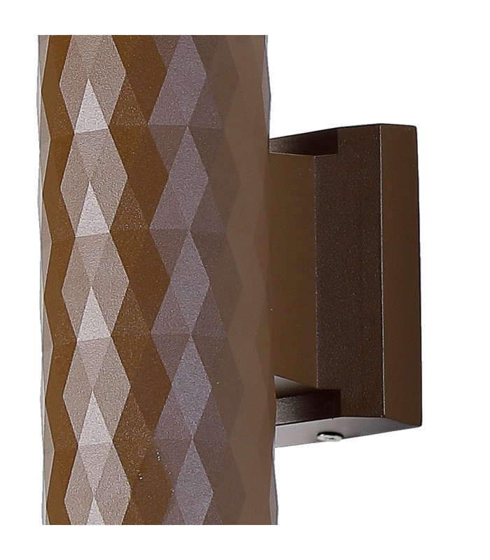 Springwater Diamond Pattern Wall Lamp Short Diagonal Pattern Acrylic Shade 2 x GU10 IP54 Dark Brown/Clear/Frosted -6
