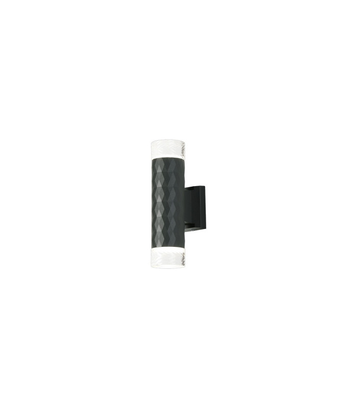 Springwater Diamond Pattern Wall Lamp Short Diagonal Pattern Acrylic Shade 2 x GU10 IP54 Grey/Clear/Frosted -1