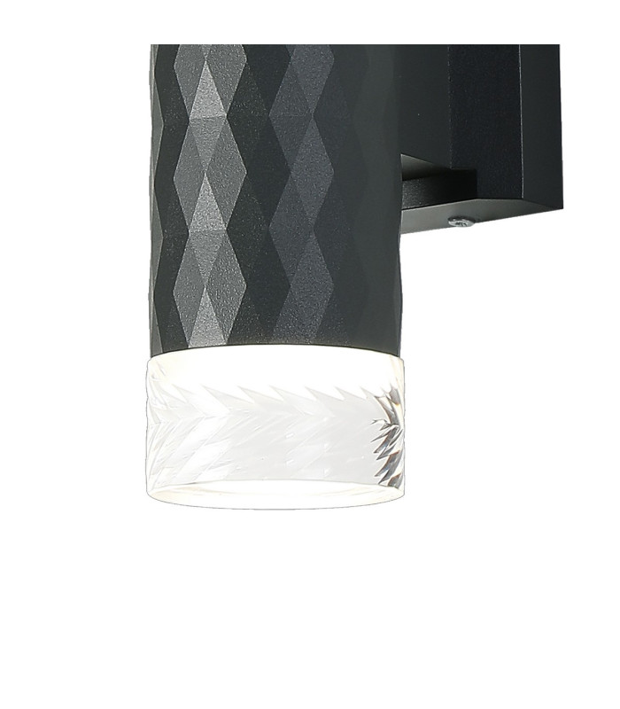 Springwater Diamond Pattern Wall Lamp Short Diagonal Pattern Acrylic Shade 2 x GU10 IP54 Grey/Clear/Frosted -7