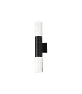 Springwater Diamond Pattern Wall Lamp Tall Diagonal Pattern Acrylic Shade 2 x GU10 IP54 Black/Clear/Frosted -1