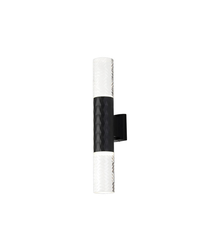 Springwater Diamond Pattern Wall Lamp Tall Diagonal Pattern Acrylic Shade 2 x GU10 IP54 Black/Clear/Frosted -1