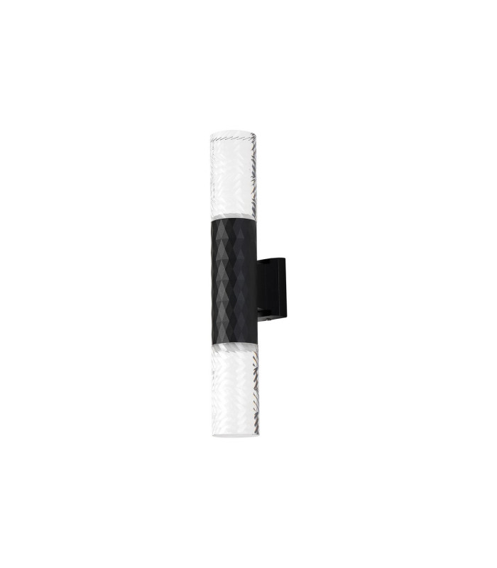 Springwater Diamond Pattern Wall Lamp Tall Diagonal Pattern Acrylic Shade 2 x GU10 IP54 Black/Clear/Frosted -4