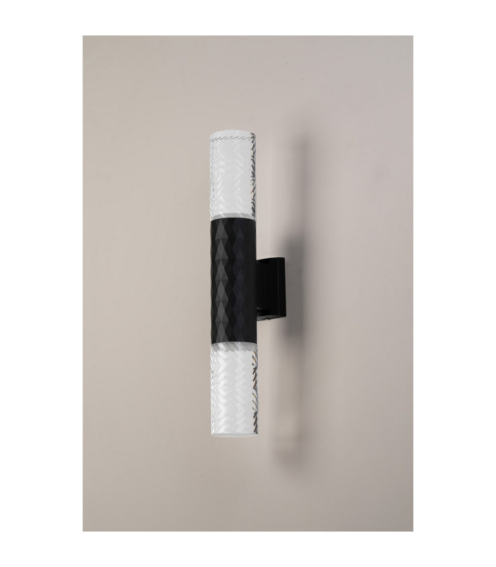Springwater Diamond Pattern Wall Lamp Tall Diagonal Pattern Acrylic Shade 2 x GU10 IP54 Black/Clear/Frosted -8
