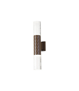 Springwater Diamond Pattern Wall Lamp Tall Diagonal Pattern Acrylic Shade 2 x GU10 IP54 Dark Brown/Clear/Frosted -1