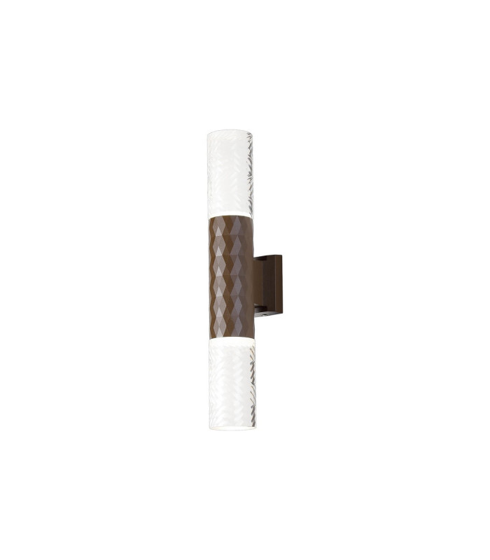 Springwater Diamond Pattern Wall Lamp Tall Diagonal Pattern Acrylic Shade 2 x GU10 IP54 Dark Brown/Clear/Frosted -1