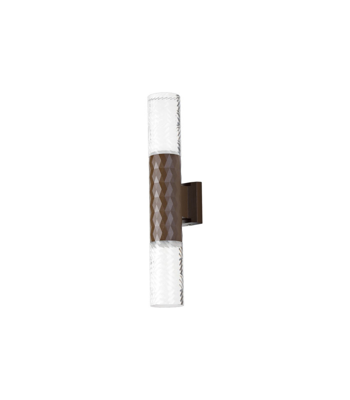 Springwater Diamond Pattern Wall Lamp Tall Diagonal Pattern Acrylic Shade 2 x GU10 IP54 Dark Brown/Clear/Frosted -4