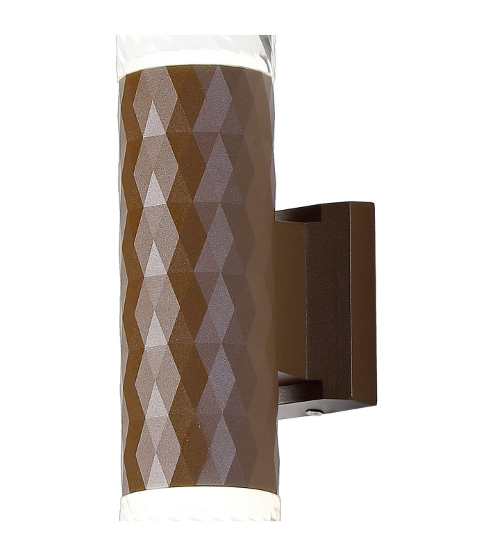 Springwater Diamond Pattern Wall Lamp Tall Diagonal Pattern Acrylic Shade 2 x GU10 IP54 Dark Brown/Clear/Frosted -6