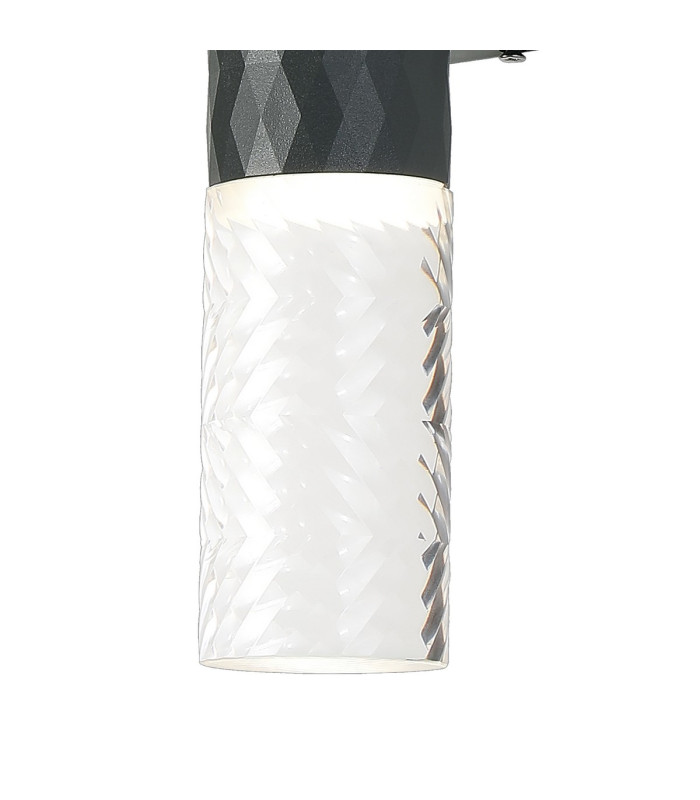 Springwater Diamond Pattern Wall Lamp Tall Diagonal Pattern Acrylic Shade 2 x GU10 IP54 Grey/Clear/Frosted -7