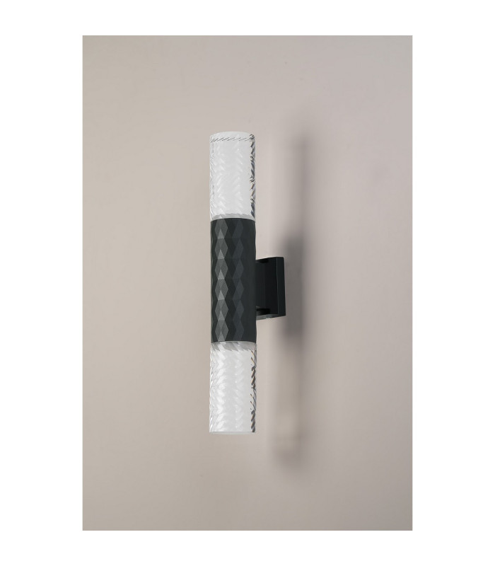 Springwater Diamond Pattern Wall Lamp Tall Diagonal Pattern Acrylic Shade 2 x GU10 IP54 Grey/Clear/Frosted -8