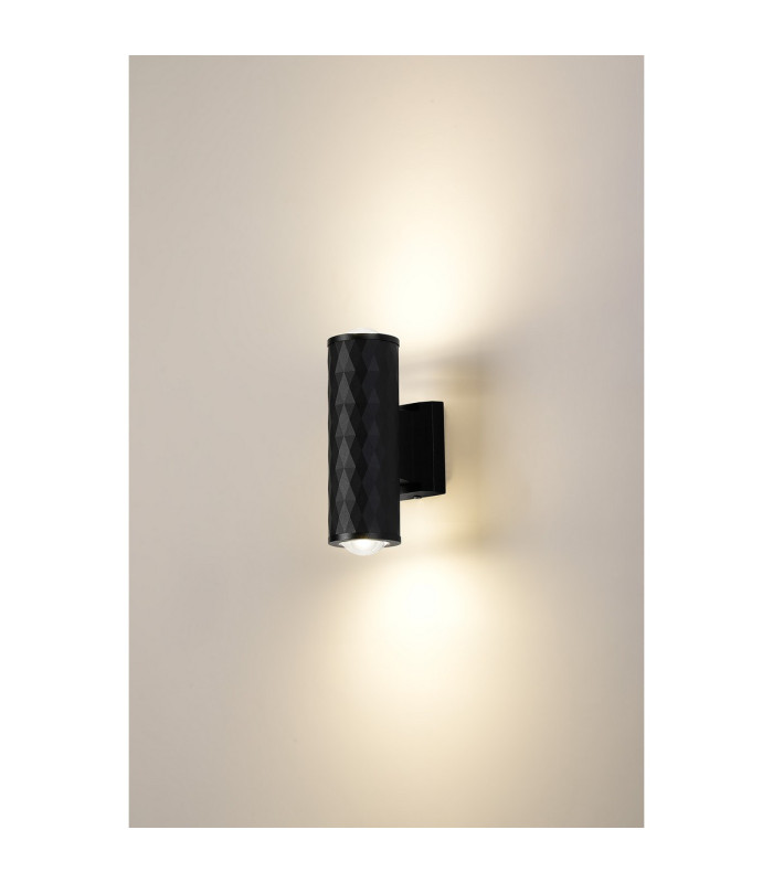 Springwater Diamond Pattern Wall Lamp Dome Acrylic Shade 2 x GU10 IP54 Black/Clear/Frosted -3