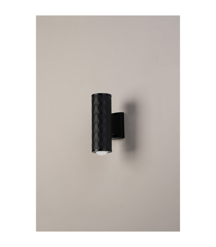 Springwater Diamond Pattern Wall Lamp Dome Acrylic Shade 2 x GU10 IP54 Black/Clear/Frosted -8