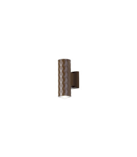 Springwater Diamond Pattern Wall Lamp Dome Acrylic Shade 2 x GU10 IP54 Dark Brown/Clear/Frosted -1