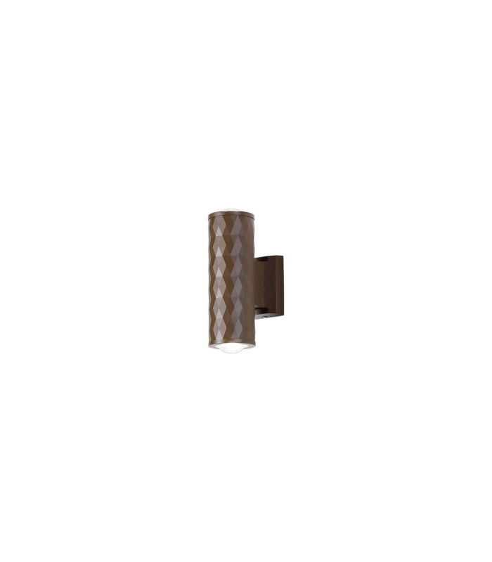 Springwater Diamond Pattern Wall Lamp Dome Acrylic Shade 2 x GU10 IP54 Dark Brown/Clear/Frosted -1