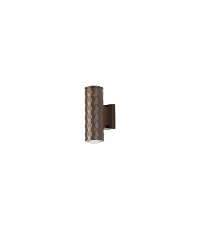 Springwater Diamond Pattern Wall Lamp Dome Acrylic Shade 2 x GU10 IP54 Dark Brown/Clear/Frosted -4