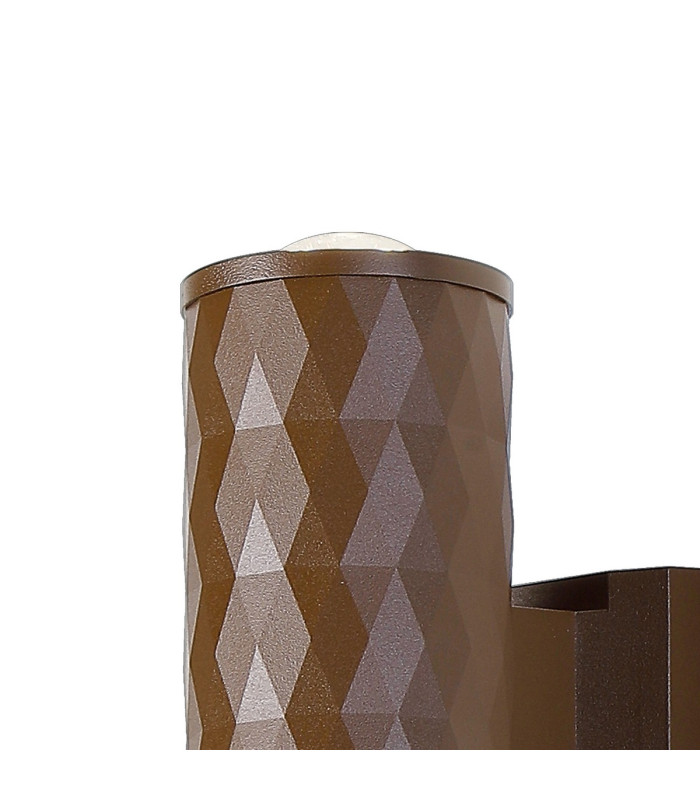 Springwater Diamond Pattern Wall Lamp Dome Acrylic Shade 2 x GU10 IP54 Dark Brown/Clear/Frosted -5