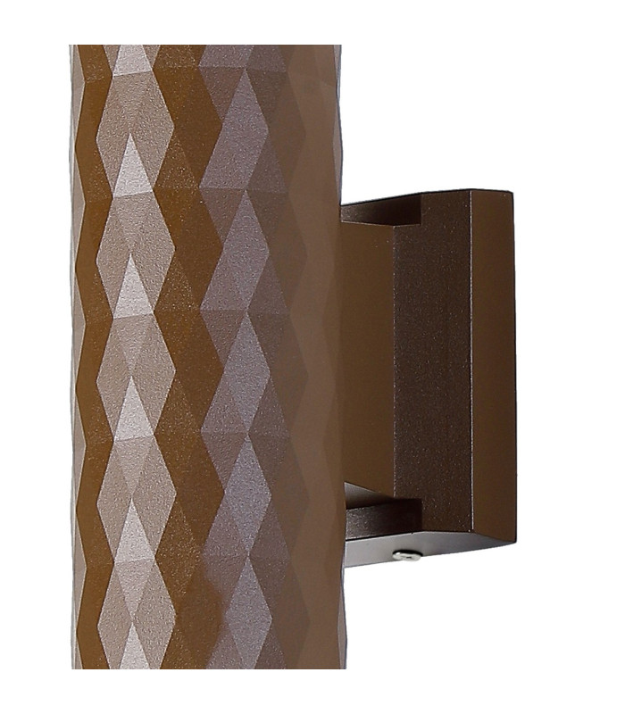 Springwater Diamond Pattern Wall Lamp Dome Acrylic Shade 2 x GU10 IP54 Dark Brown/Clear/Frosted -6