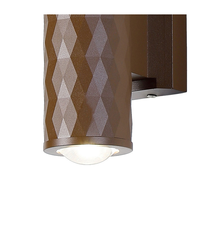 Springwater Diamond Pattern Wall Lamp Dome Acrylic Shade 2 x GU10 IP54 Dark Brown/Clear/Frosted -7