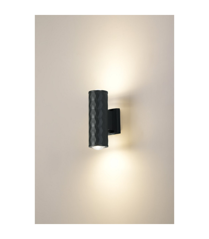 Springwater Diamond Pattern Wall Lamp Dome Acrylic Shade 2 x GU10 IP54 Grey/Clear/Frosted -3