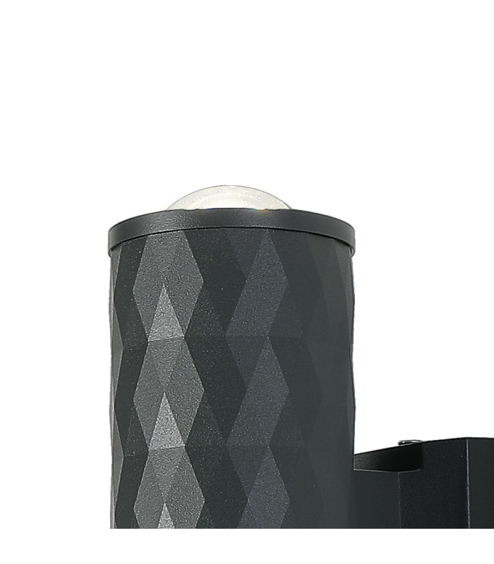 Springwater Diamond Pattern Wall Lamp Dome Acrylic Shade 2 x GU10 IP54 Grey/Clear/Frosted -5