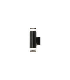 Springwater Ribbed Line Wall Lamp X Pattern Acrylic Shade 2 x GU10 IP54 Black/Clear/Frosted -1