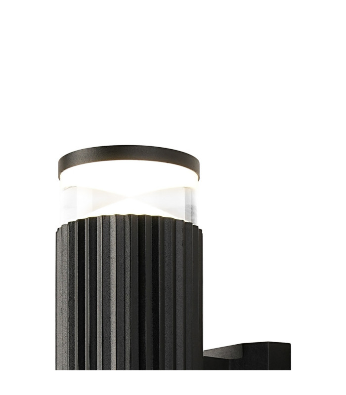 Springwater Ribbed Line Wall Lamp X Pattern Acrylic Shade 2 x GU10 IP54 Black/Clear/Frosted -6