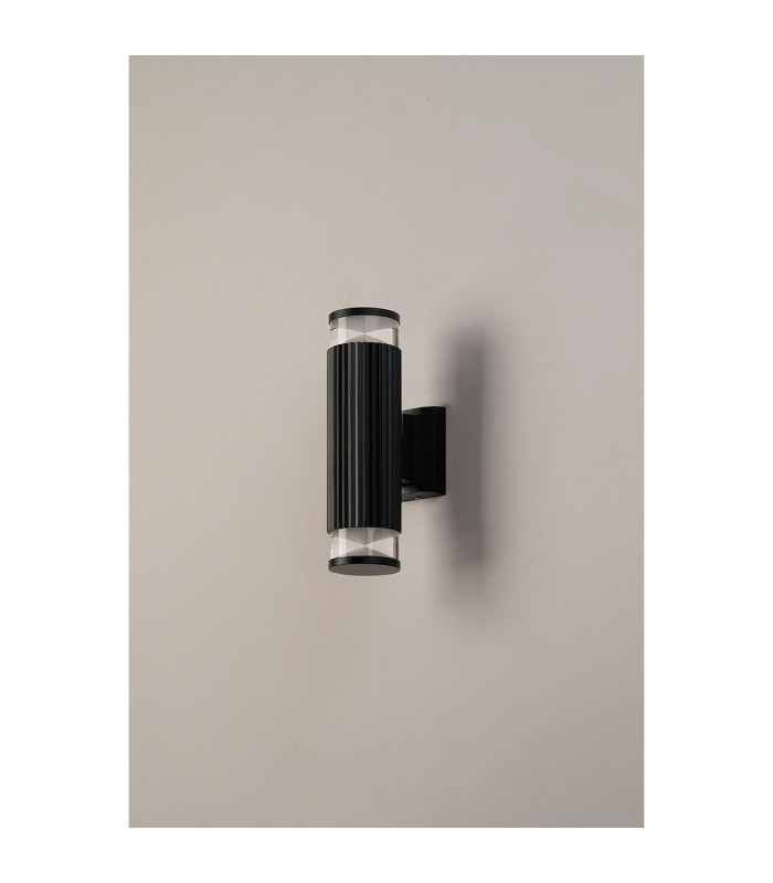 Springwater Ribbed Line Wall Lamp X Pattern Acrylic Shade 2 x GU10 IP54 Black/Clear/Frosted -7