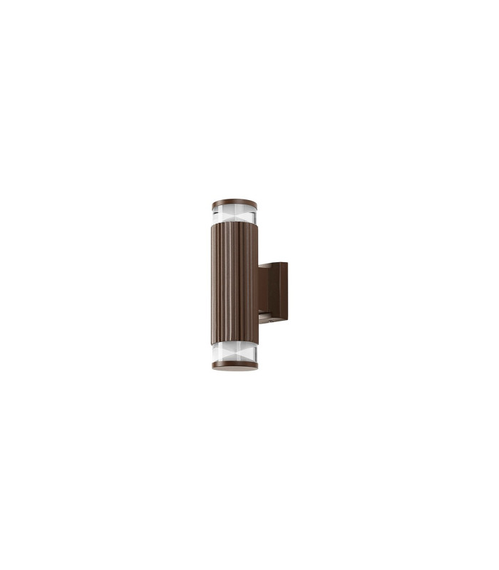 Springwater Ribbed Line Wall Lamp X Pattern Acrylic Shade 2 x GU10 IP54 Dark Brown/Clear/Frosted -4