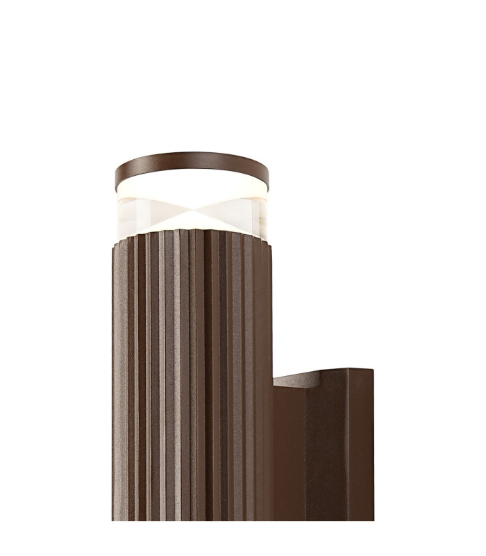 Springwater Ribbed Line Wall Lamp X Pattern Acrylic Shade 2 x GU10 IP54 Dark Brown/Clear/Frosted -6