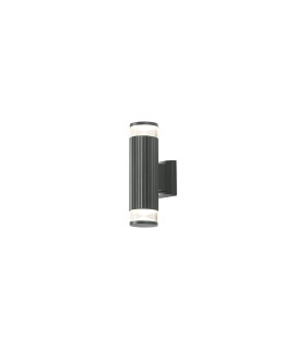Springwater Ribbed Line Wall Lamp X Pattern Acrylic Shade 2 x GU10 IP54 Grey/Clear/Frosted -1